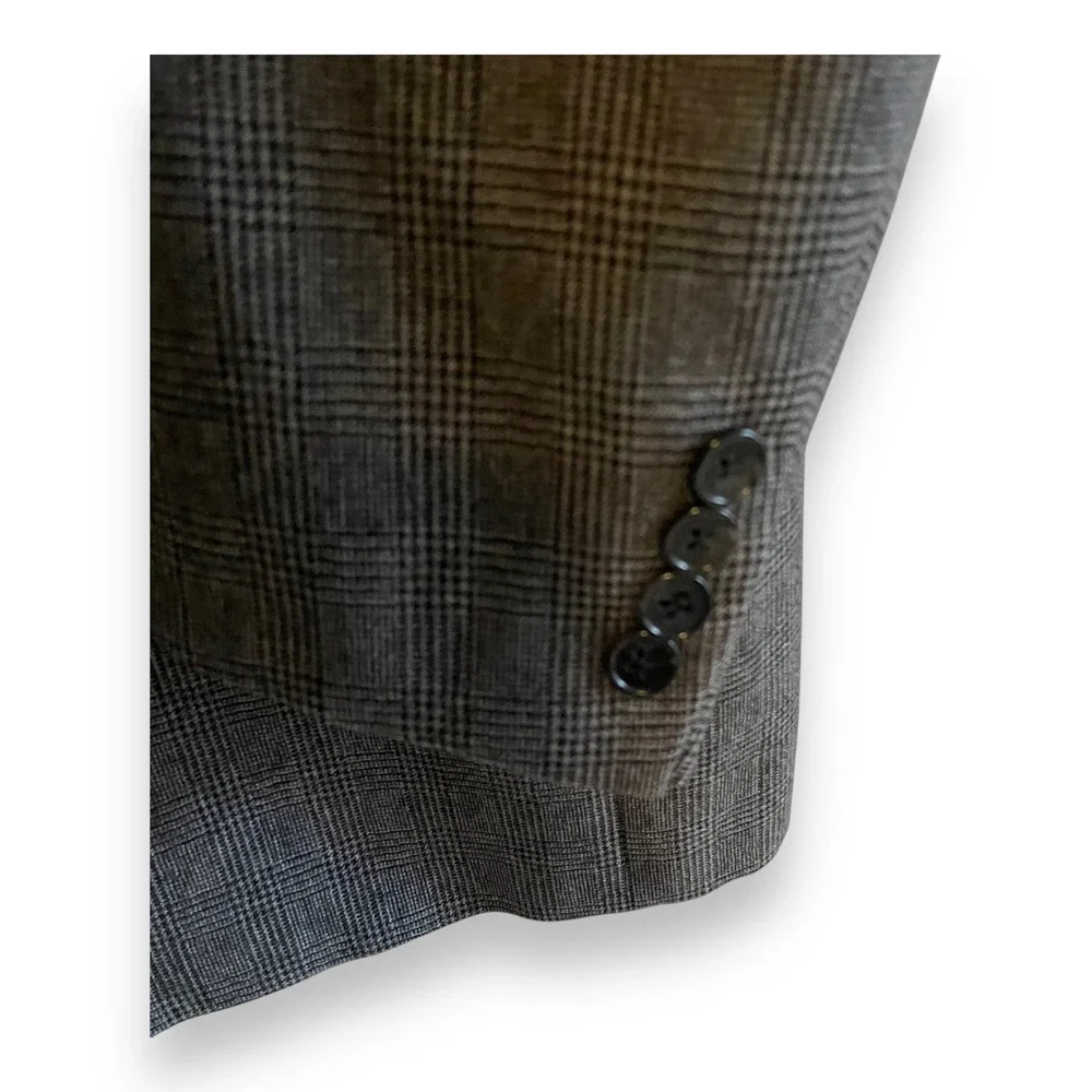 Joseph Abboud Nordstrom Men's 44L Grey Glen Plaid 100% Wool 3-Button Blazer Coat